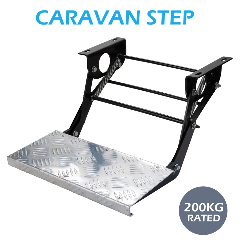 

New Arrival Pull Out Manual Folding Galvanised Caravan Step Motorhome Camper Trailer RV Steps Load 200 Kg