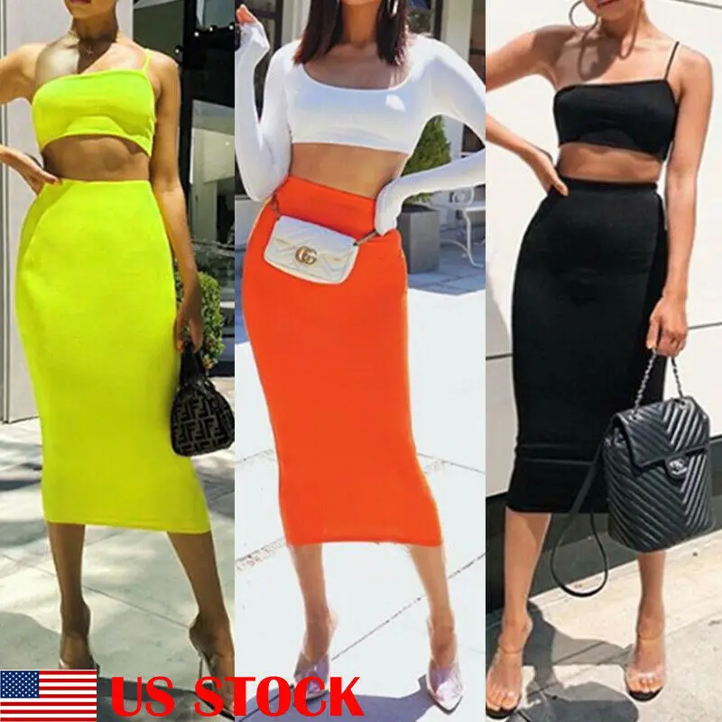 Новая юбка карандаш Стретч Женская мода Высокая талия ниже колена миди облегающая одежда для офиса|Женские