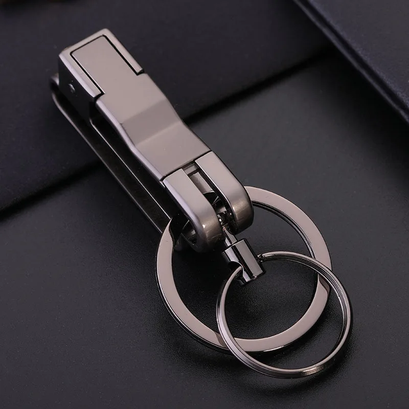 

Car Keychain Men's Creative Personality Metal Anti Loss Double Ring Detachable Belt Pendant