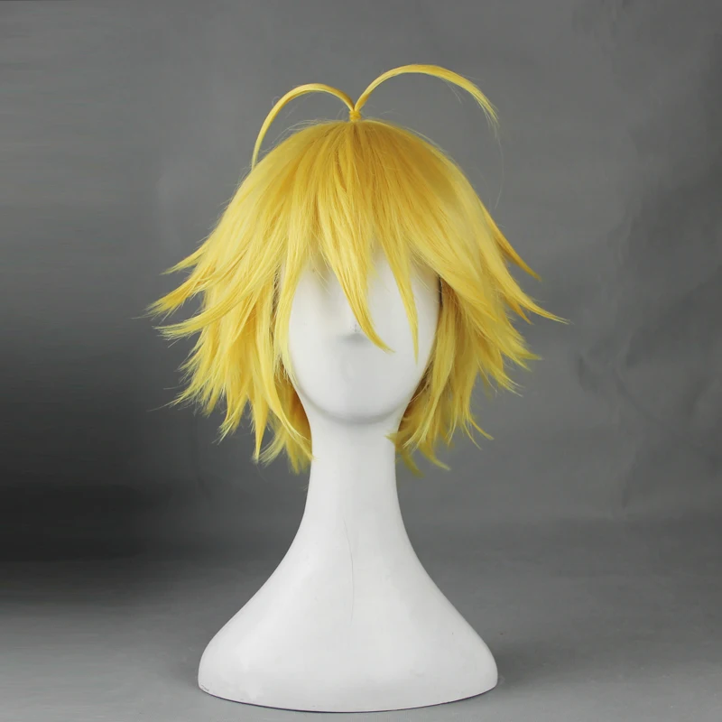 

The Seven Deadly Sins Meliodas Cosplay Wigs 32cm Short SHeat Resistant Synthetic Wig Halloween Party Prop