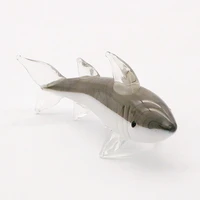 gray murano glass shark art figurine miniature handmade cute vivid sea animal crafts ornaments aquarium decor charms accessories