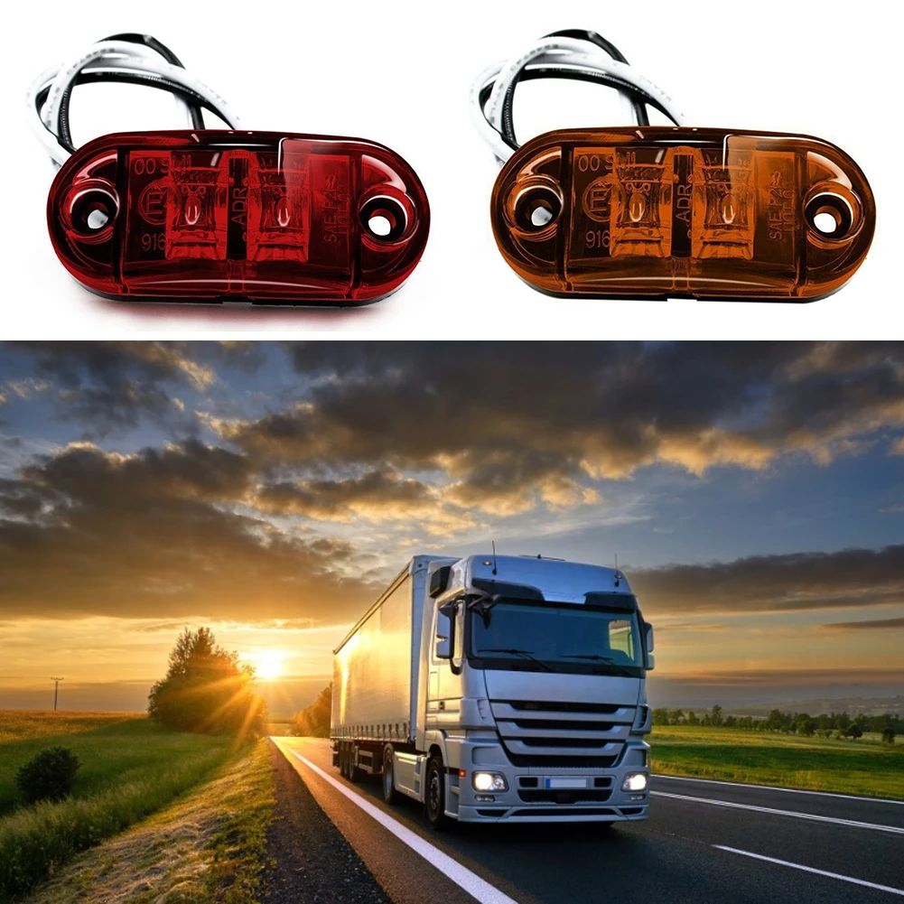

5pcs Amber And 5pcs Red 12V LED Car Side Marker Lights Warning Tail Light Auto Car External Lights Trailer Truck Lorry Lamps