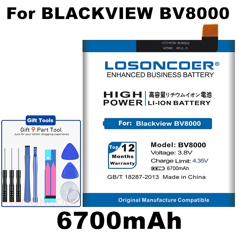 LOSONCOER 6700 мАч V636468P для Blackview BV8000/BV8000 Pro батареи Бесплатные инструменты
