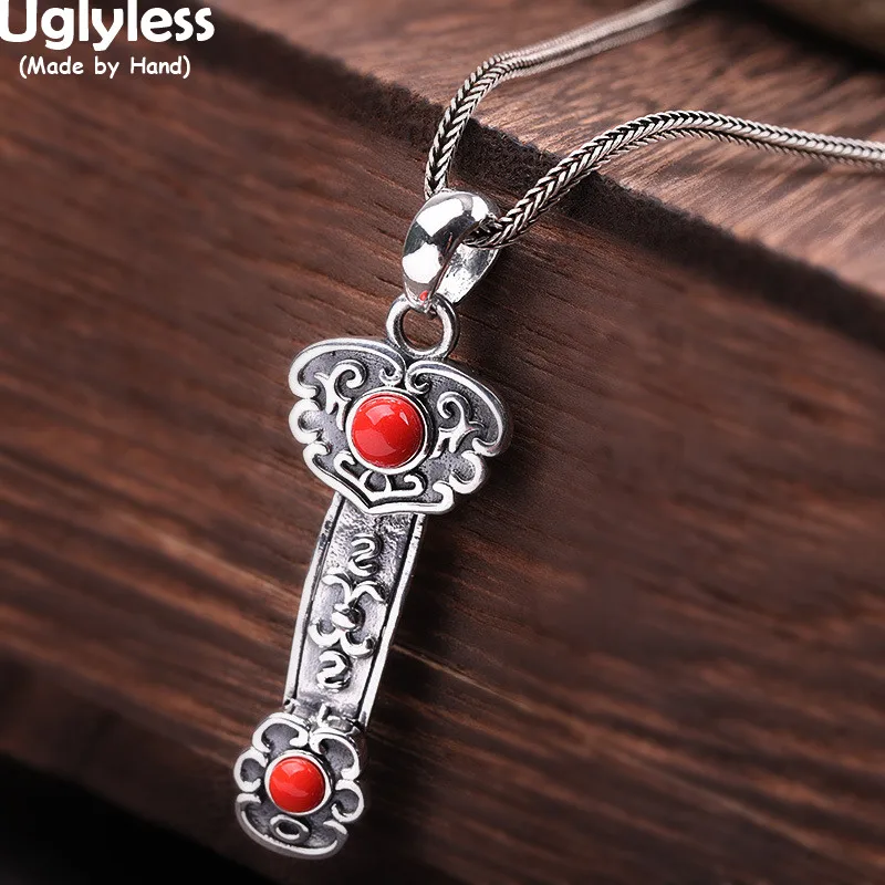 

Uglyless Vintage Patterns China Cultural Ruyi= Go Well Best Wishes Gifts Pendants for Women Agate Necklaces NO Chain 925 Silver