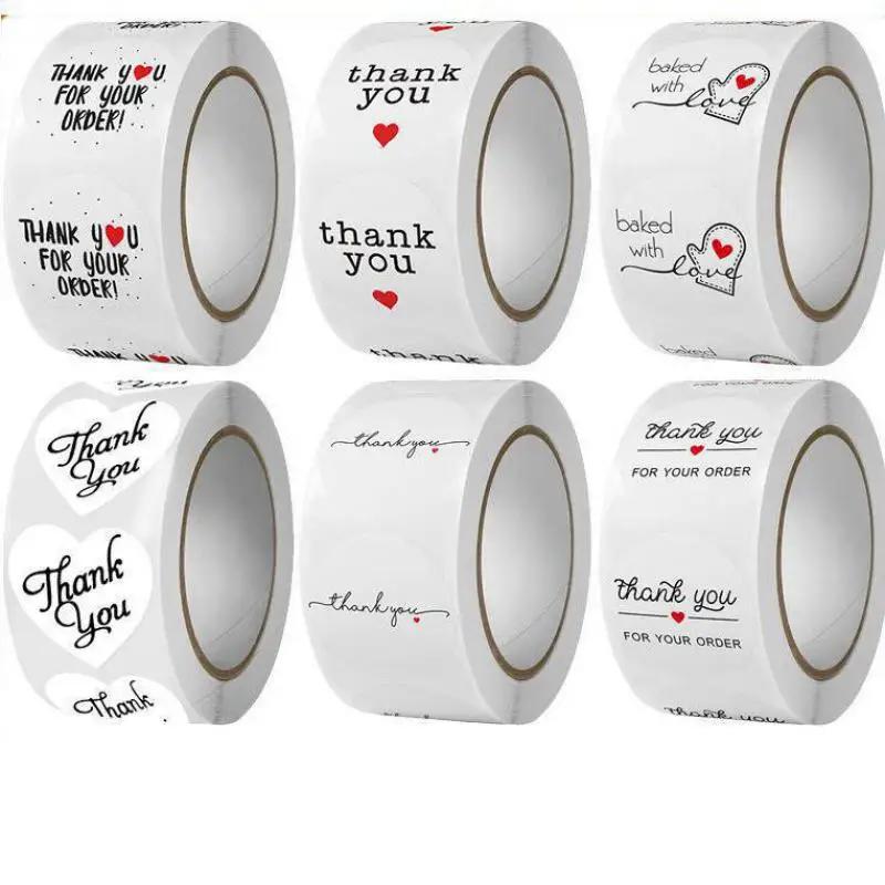

500 шт. спасибо Стикеры s с принтом в виде сердец и Круглая этикетка Стикеры для свадебного фавора и вечерние ручной работы Стикеры s для конве...