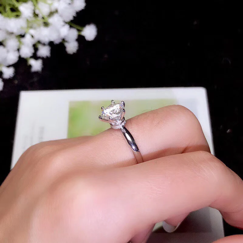 Женское кольцо с муассанитом серебряное 1 карат 2 карата разные цвета 925|Кольца| |