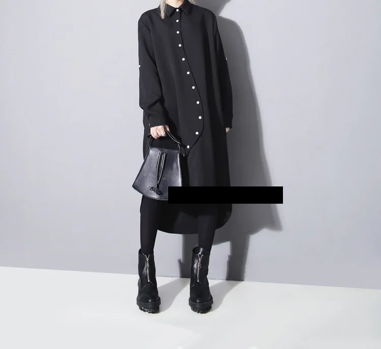 Женское асимметричное платье-рубашка GETSRING длинная свободная хлопковая рубашка