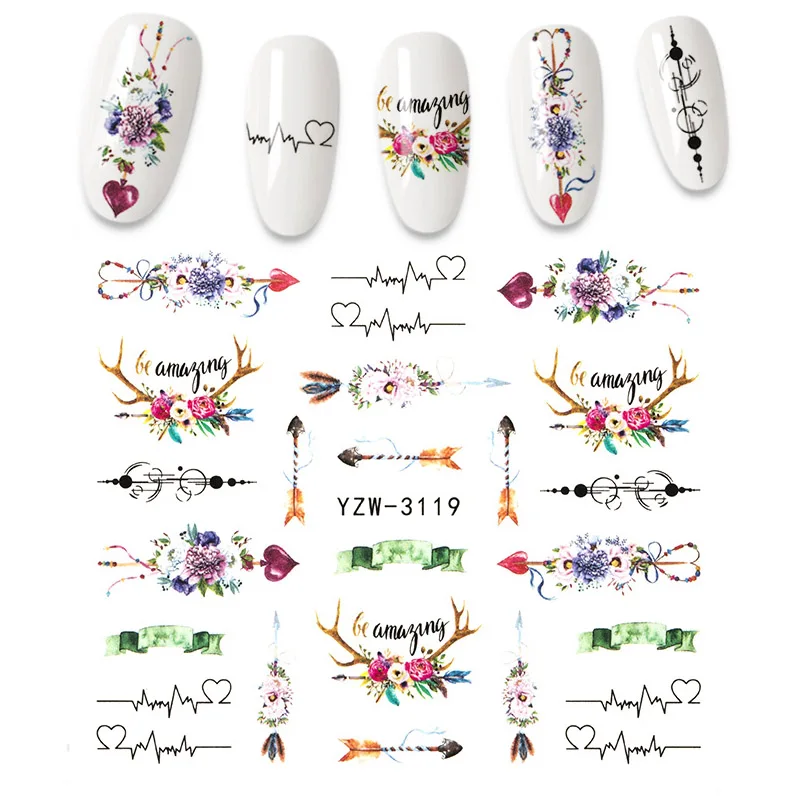 

1 шт. переводные наклейки для ногтей в стиле ретро аристократический цветочный принт ожерелье переводные наклейки Фламинго фрукты дизайн н...