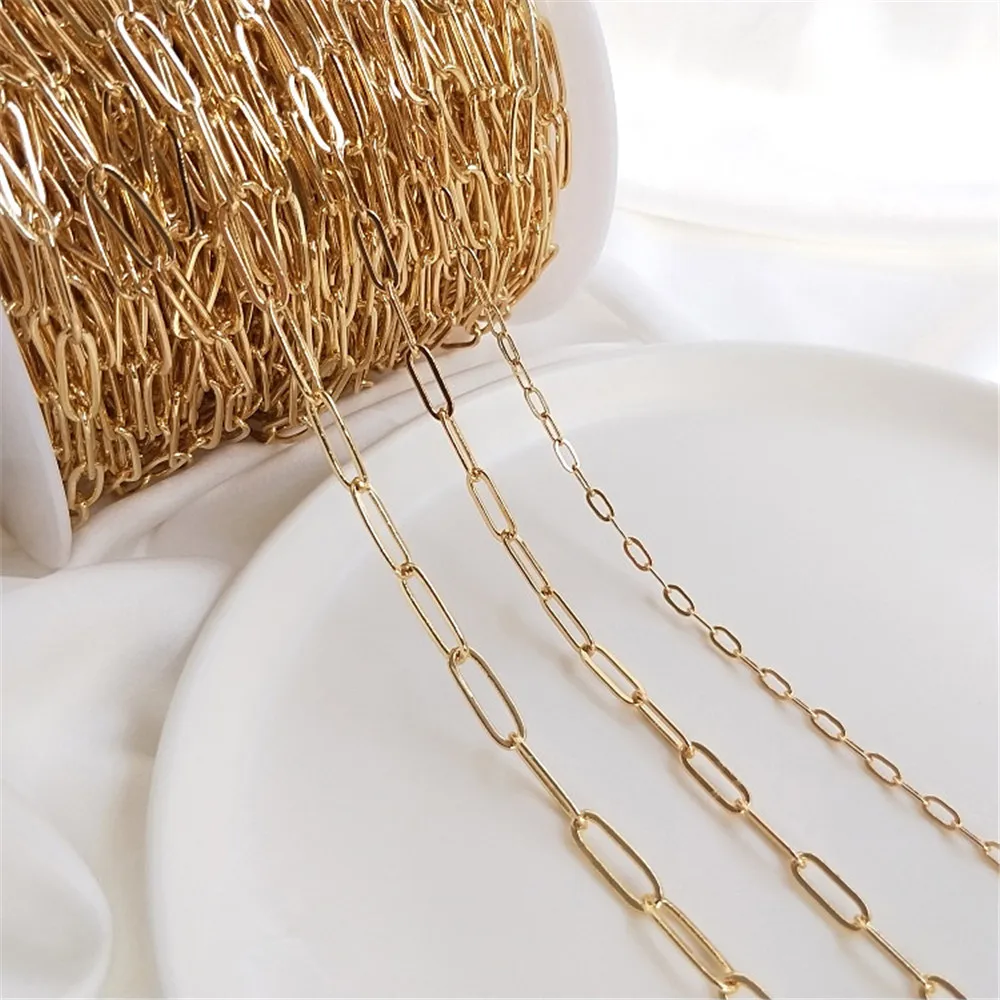 

14K gold filled preserving rectangular chain oval O-word chain DIY bracelet necklace material jewelry loose chain accessories