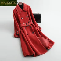 jacket thick warm winter for women clothes 2021 100 real fur coat belt korean ladies sheep shearing long coats kl1908