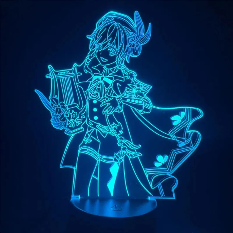 Горячая игра Genshin воздействия 3D иллюзия Лампа Venti светодиодный ночной Светильник