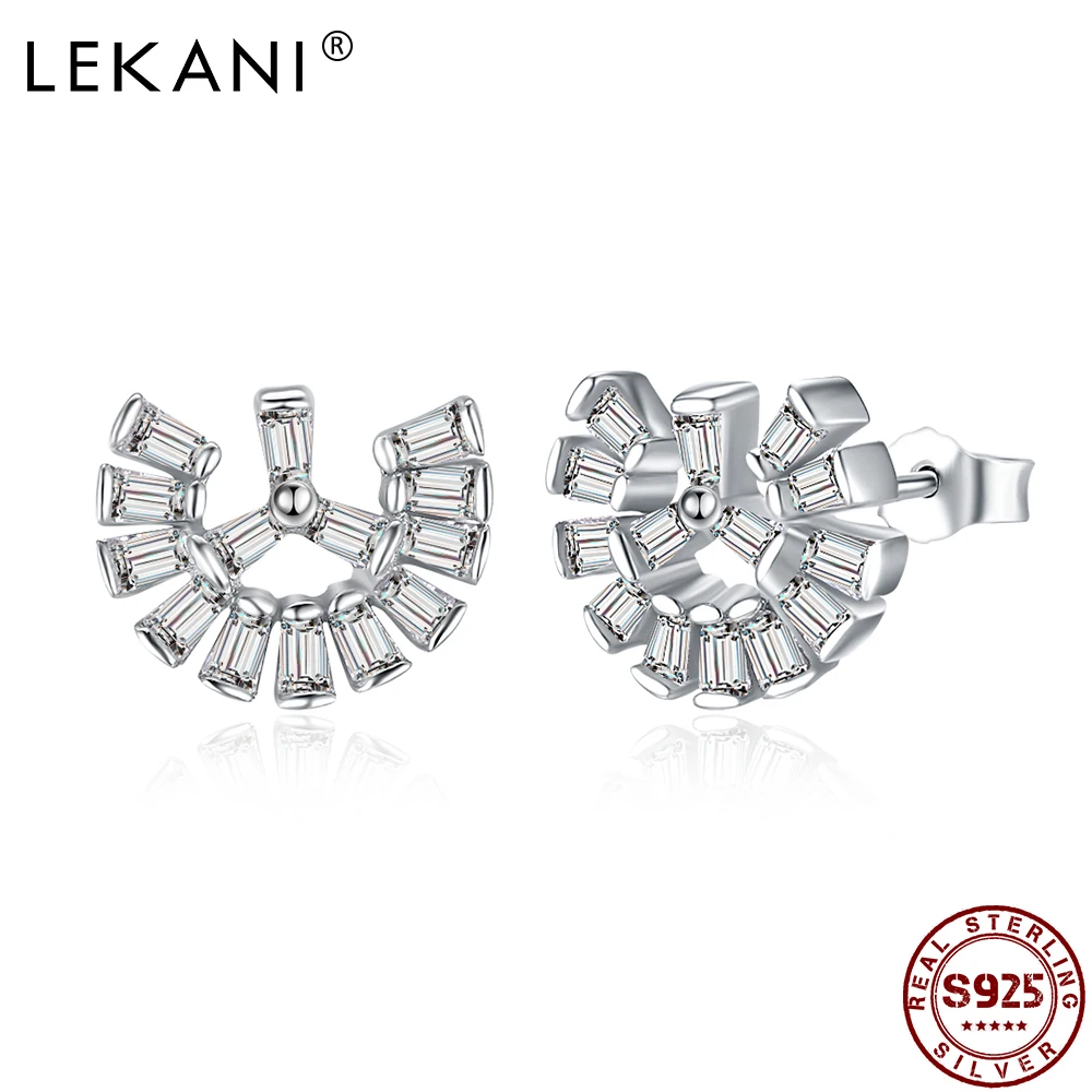 

LEKANI S925 Sterling Silver Sector Stud Earrings For Women Irregular Simple Girl Earring Anniversary Fine Jewelry Recommend