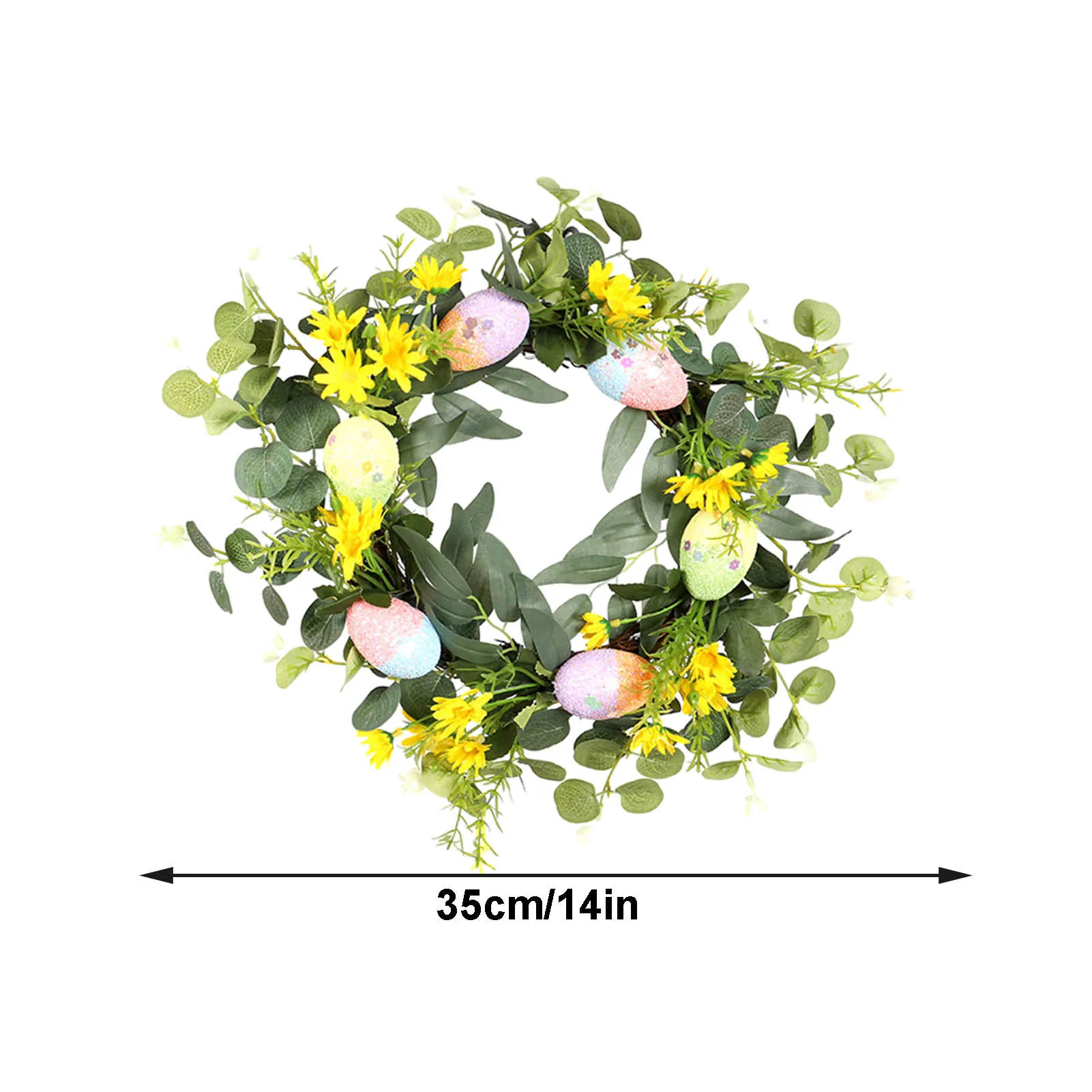 

Artificial Green Plant Wreath Easter Simulation Plant Garland Home Office Decor Wreath Farmhouse Door Decoration