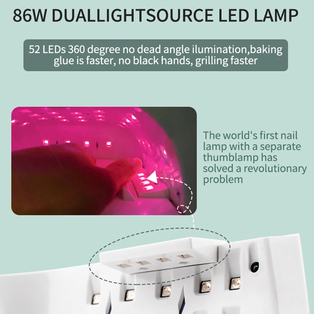 Беспроводной 86w Светодиодная УФ-лампа для ногтей гель лак сушилка солнца