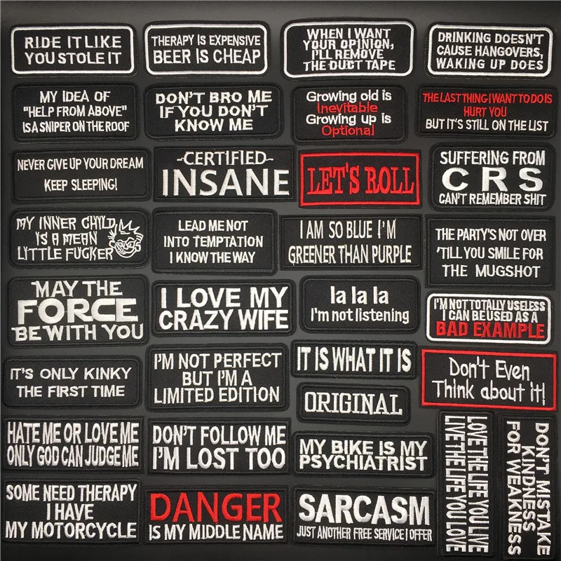 Черно белые нашивки с надписями буквами вышитыми полосками для одежды наклейки