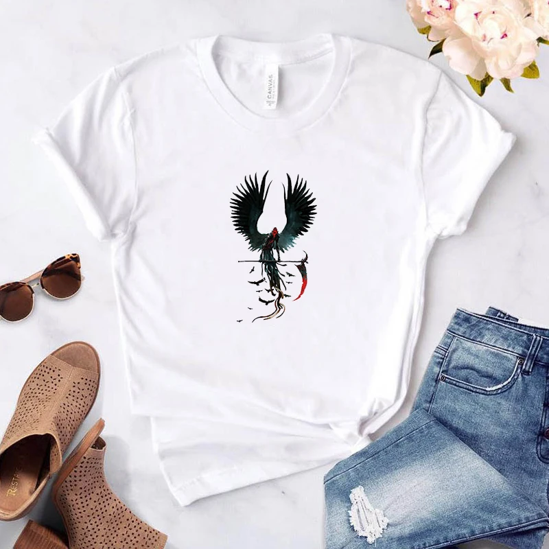 

Grim Reaper Skull T-shirts Women Short Sleeve Tshirt Summer Women's Short-sleeve T-shirt Women-clothing Crop Top Female Tops for