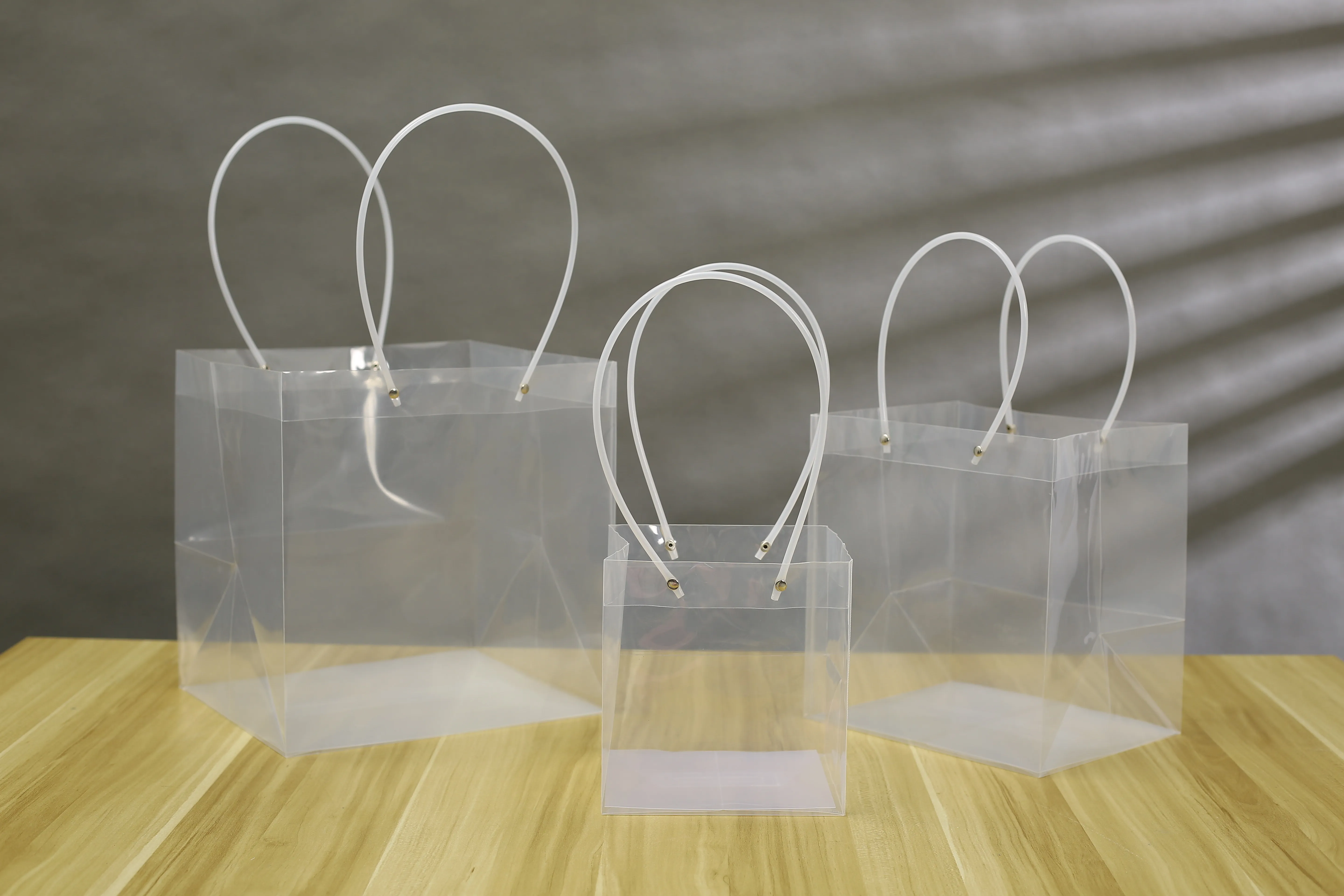 ПП прозрачная квадратная сумка с веревка PVC цветочным рисунком Рождественский