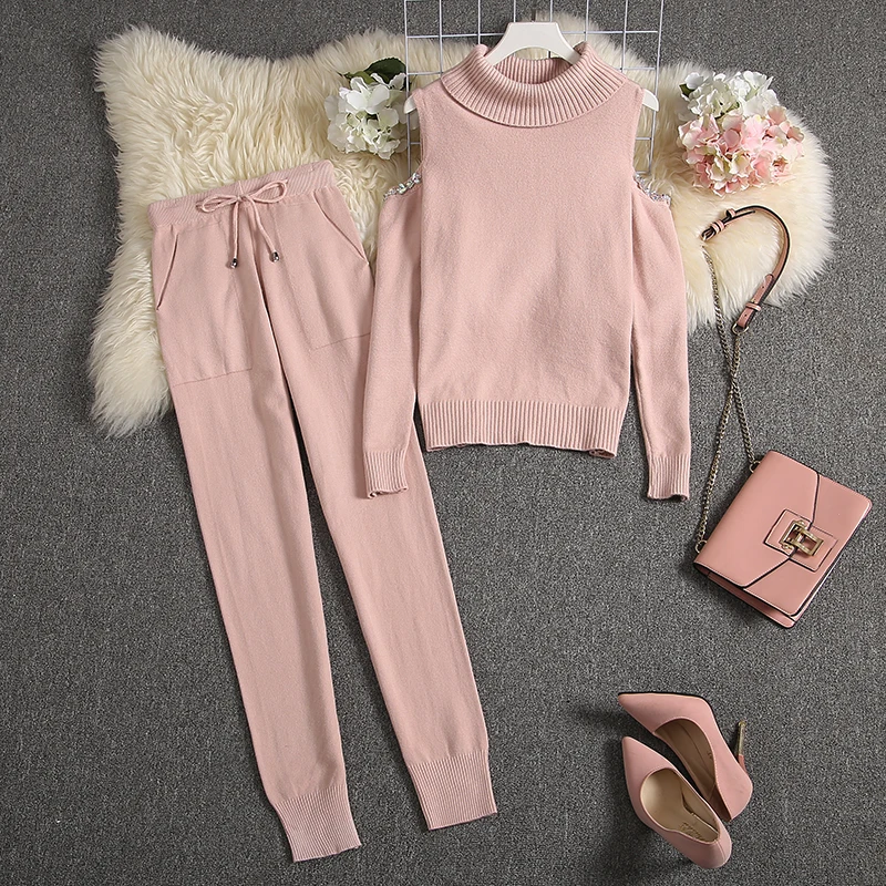 ALPHALMODA 2019 осень зима женские новые спортивные костюмы с открытыми плечами