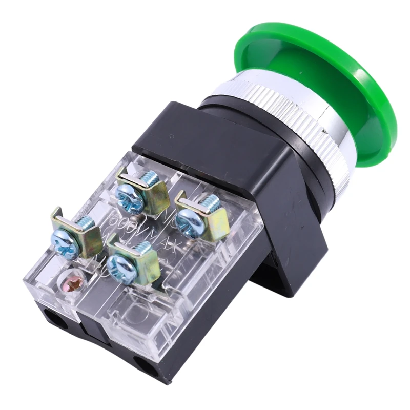 Красный Зеленый AC 250V 6A DPST мгновенный грибной головкой кнопочный