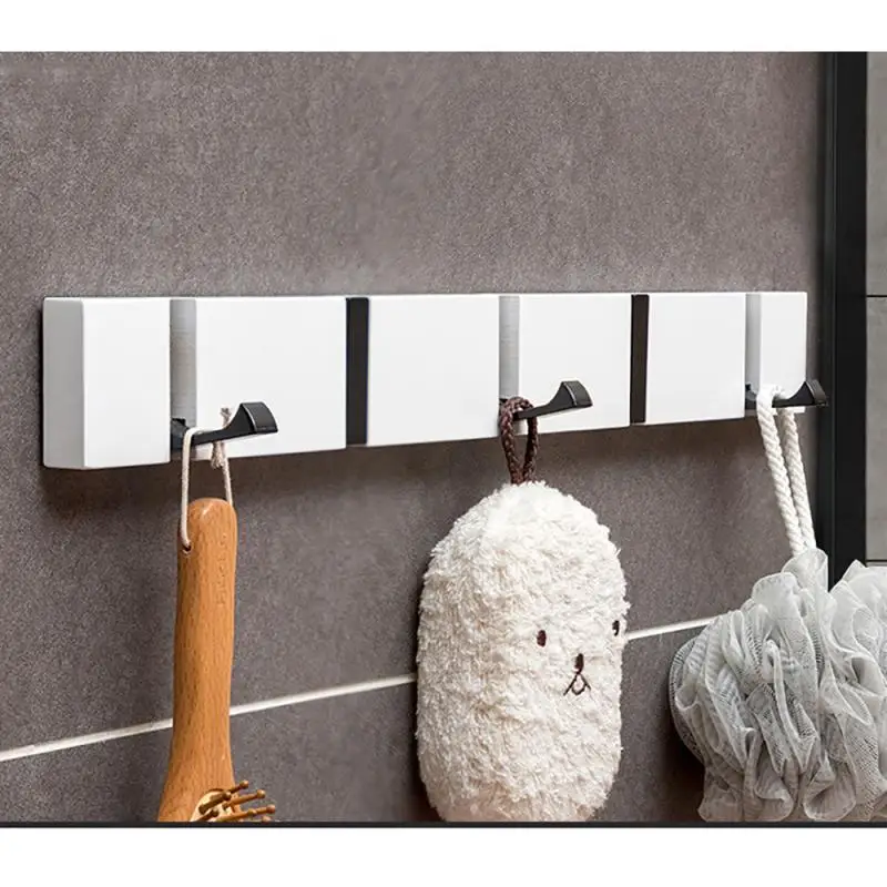 

4/5/6 Hooks Folding Hooks Wood Wall Hanger Clothes Hooks Key Hook Hat Coat Rack Hanger Durable Bedroom Door Kitchen Toilet Hook