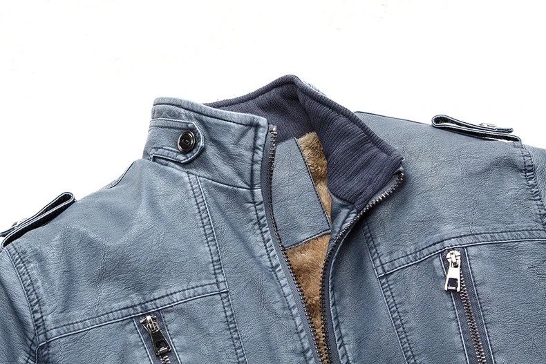 Куртка мужская кожаная в стиле ретро флисовая модная утепленная куртка из