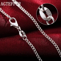 agteffer 925 sterling silver 1618202224262830 inches 2mm full sideways chain necklace for women men fashion gift jewelry