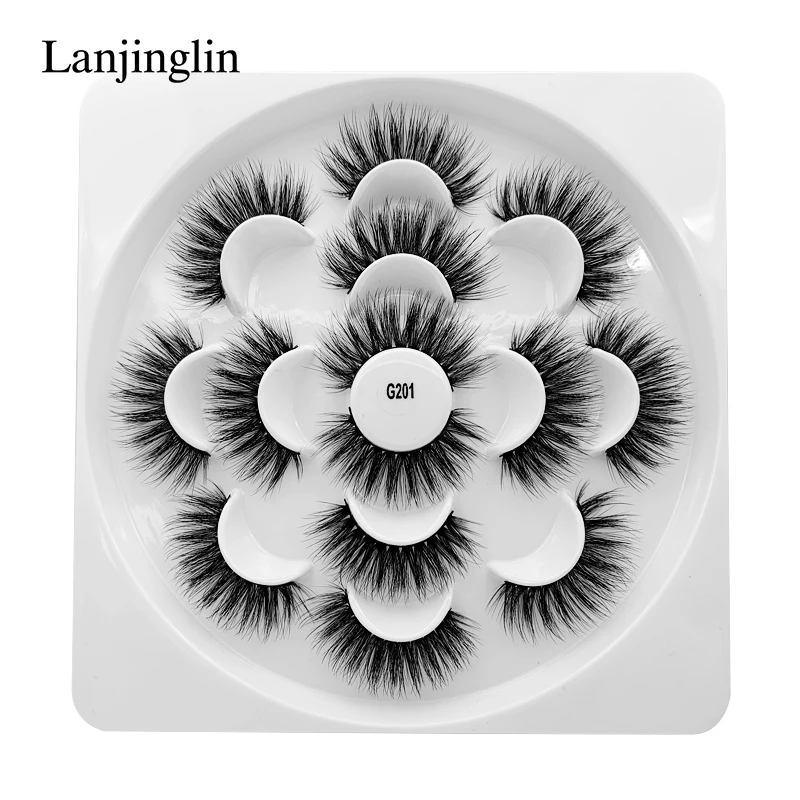 G201 LANJINGLIN 5/7/10 пар в комплекте; искусственный мех 3D норковые ресницы натуральных длинных накладных ресниц объем высокое качество накладные ресницы расширения ресницы «maquiagem» - Цвет: G201