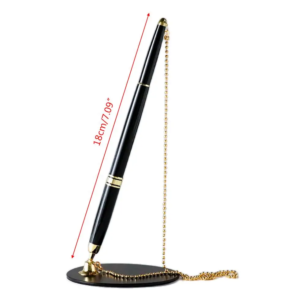 Classic Metal Ballpoint Pen Secure Chain Attached Base Stand Desk Office Counter Signature Pens Stationery Gift |