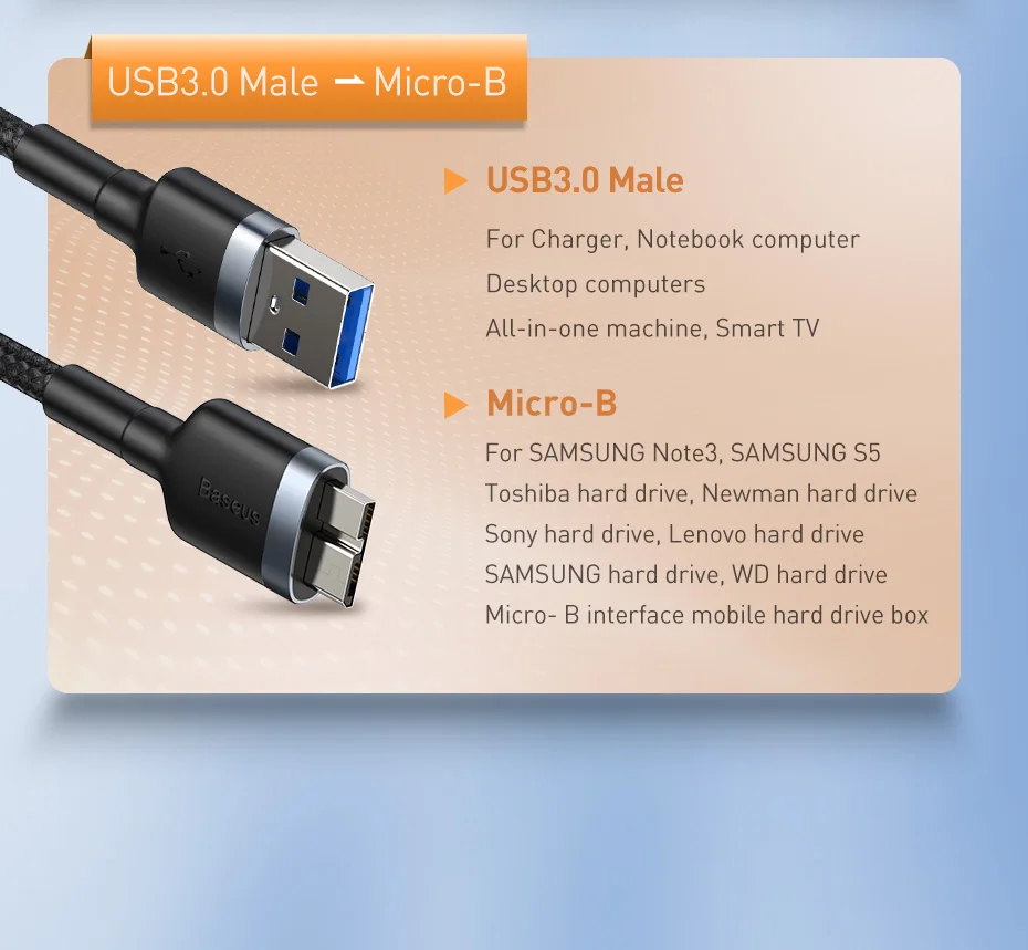 Baseus USB кабель-удлинитель USB 3,0 кабель для USB 3,0 Micro USB OTG кабель для Smart tv PS4 HDD USB 3,0 кабель для передачи данных