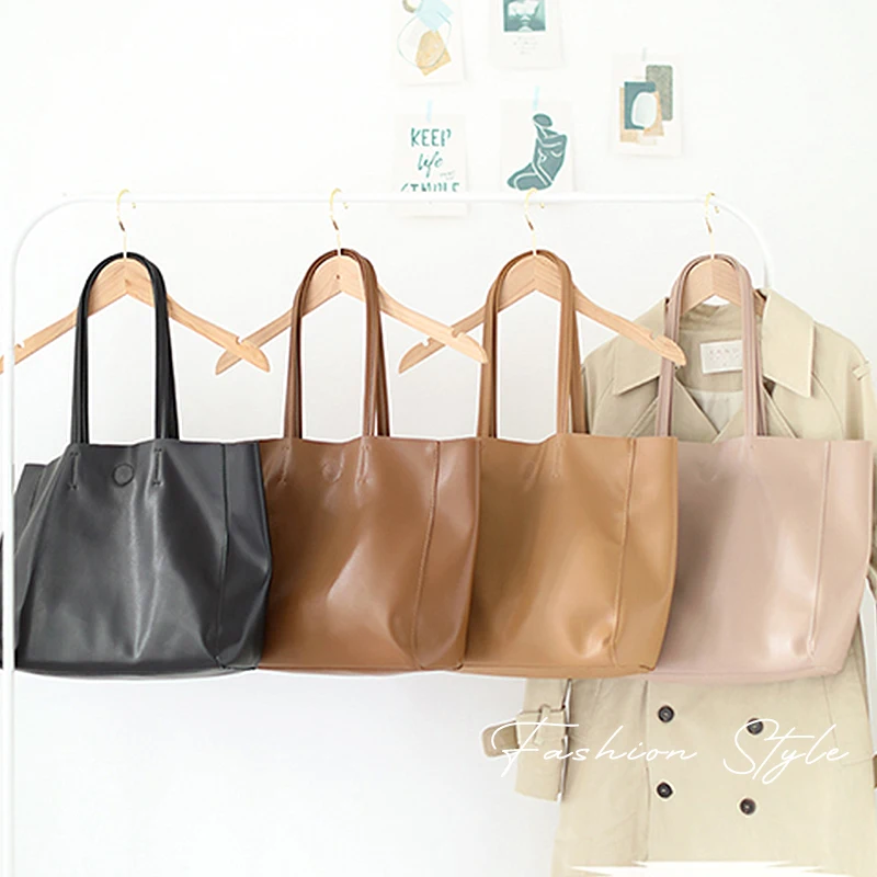 

CEZIRA Large PU Began Leather Tote Purse For Women Fashion Brand Design Daily Shopping Bags Female Solid Color Shoulder Handbags