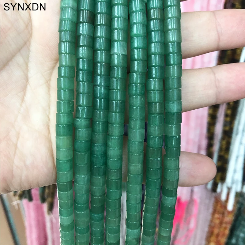 

4*6mm Natural Stone Green Aventurine Cylindrical Rondelle Loose Spacer Beads For Jewelry Making Diy Bracelets Necklace 15 “