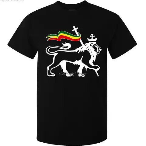 Футболка мужская с принтом льва Иуды и флага растафари, рубашка с принтом марихуаны, крутая Повседневная футболка унисекс, цвет черный, sbz1203