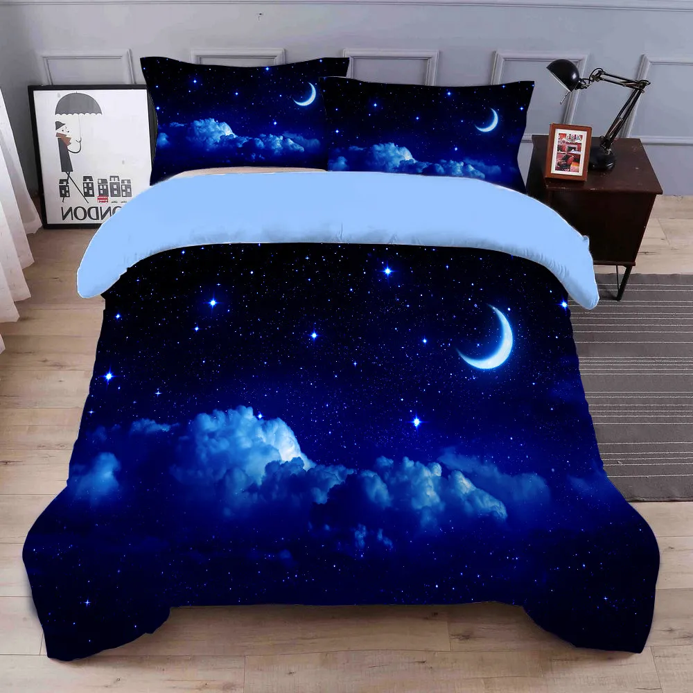 

Duvet Cover Bedding Clothes Set -Pringted with Galaxy,Earth,Universe,Outer Space,Sky,Moon,Explore,Blue,Stars