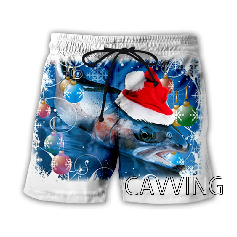 Пляжные шорты CAVVING с 3D принтом Счастливого Рождества рыбы уличная одежда