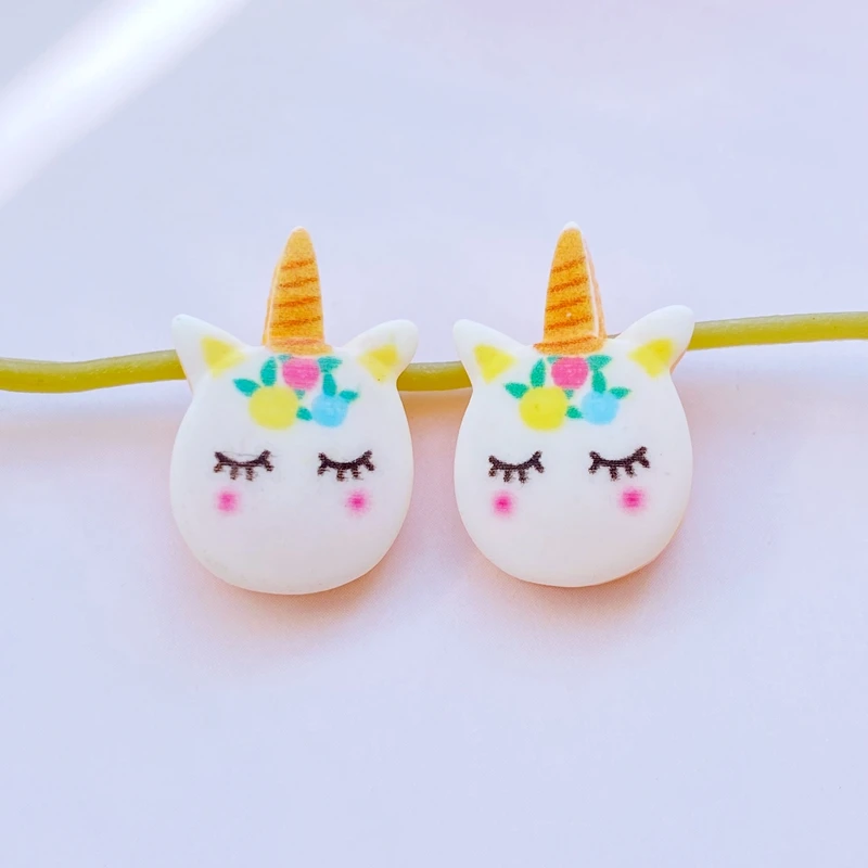 10Pcs New Kawaii Resin Mixed Cartoon Mini Unicorn Series Flat Back Cabochon Crafts Clothing DIY Scrapbooking Accessories images - 6