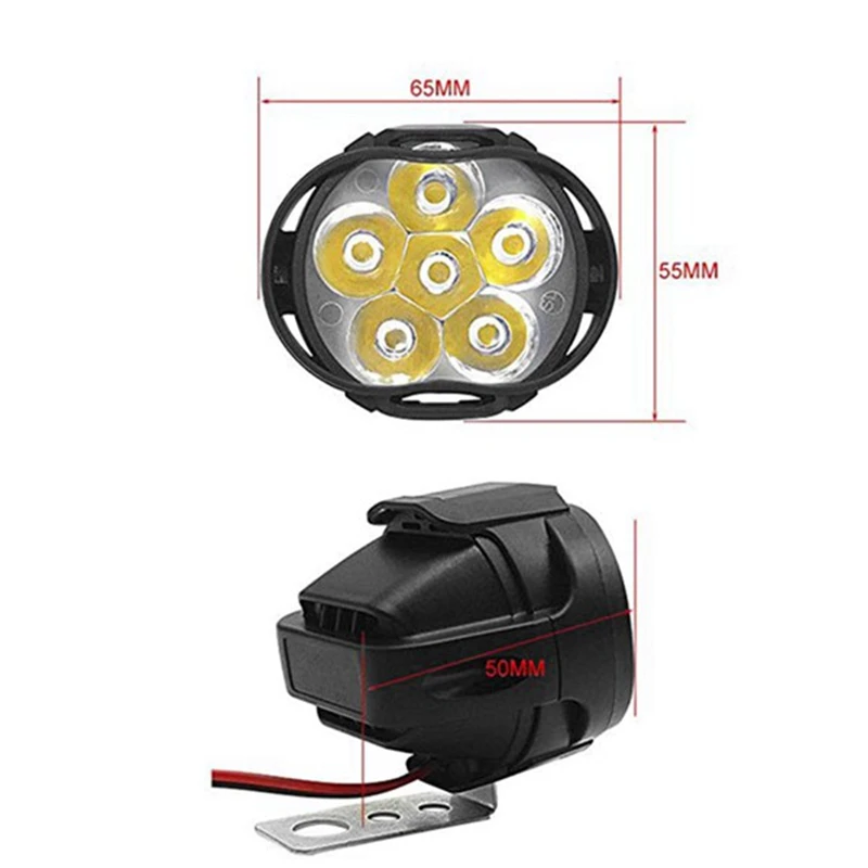 

2Pcs 6 Led Motorcycle Light Headlight Assembly 10W 1000Lm Universal Scooter ATV Fog Spotlight 6000K White Car Drl Lamp