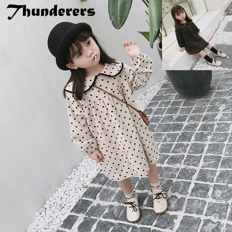 Демисезонное детское платье принцессы Thunderers для девочек с кукольным воротником