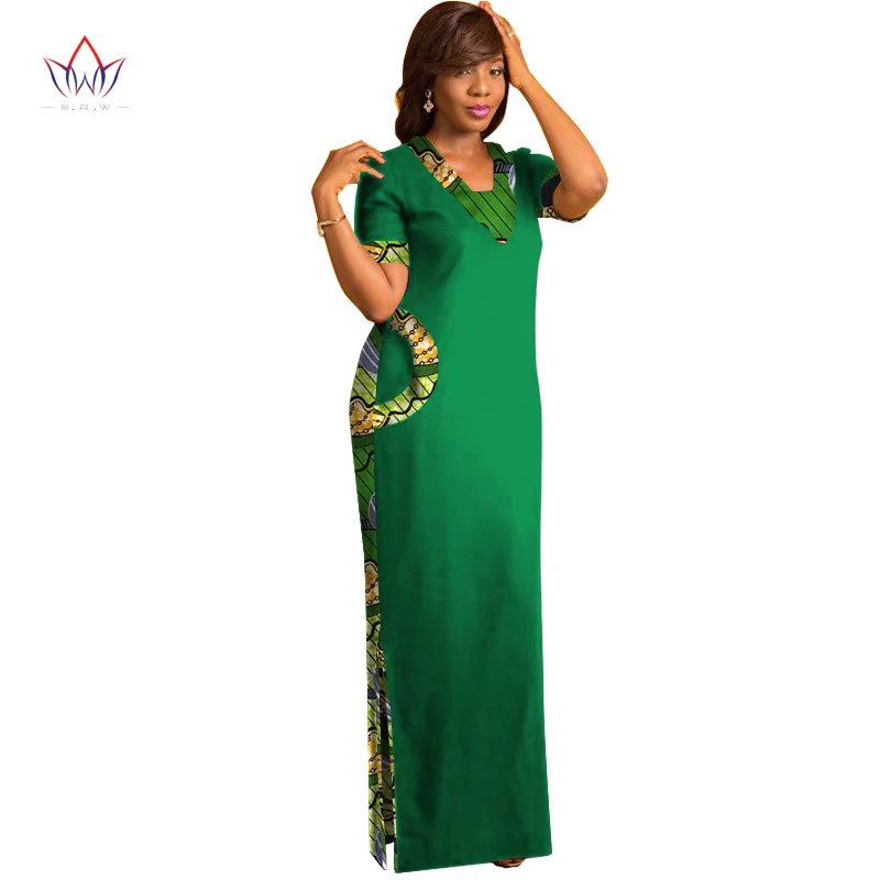 BRW африканская одежда для женщин с коротким рукавом макси платья прямые принтом