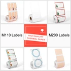 Термоклейкая этикетка Phomemo M110 M200 для дома и офиса, ярлык с именем, яркая цветная клейкая бумага, круглые квадратные бирки для билетов и одежды