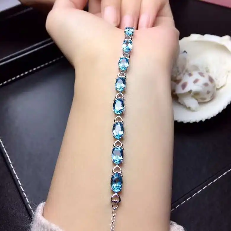 Натуральный топаз браслет-цепочка с реальным и естественным Бесплатная Доставка