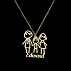 Индивидуальное ожерелье с изображением семьи из нержавеющей стали, персонализированный логотип, картина для пар, подвеска, художественное изделие ручной работы, подарок