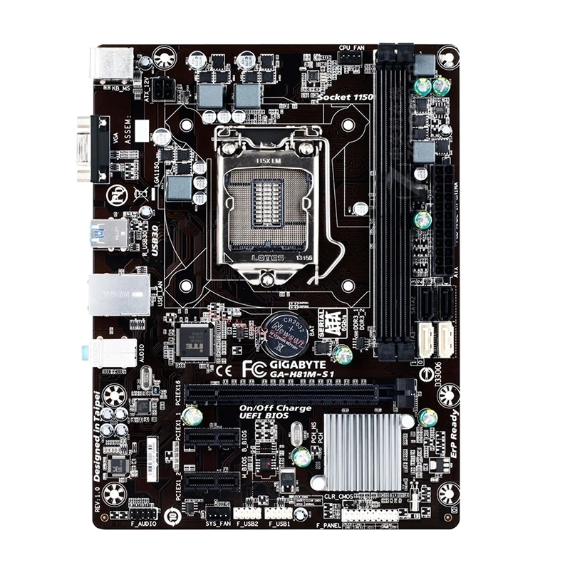 Материнская плата для Gigabyte GA-H81M-S1 LGA 1150 DDR3 16 ГБ USB3.0 I3 I5 I7 H81M-S1 H81 б/у Настольная