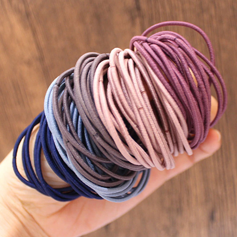 

100pcs/pack Elastic Seamless Hair Rope Girls Scrunchies 5cm High Elastic Hair Bands Ponytail Holder Hair Accessories Hair Ties