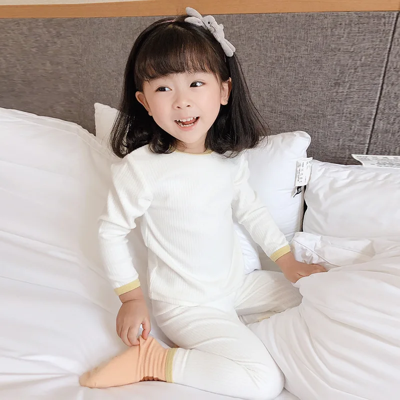 

2021 Spring Children Long Johns Sets Pajamas Boys Cotton Nightwear Autumn Winter Underwear Kids Girls Homewear Baby Sleepwear