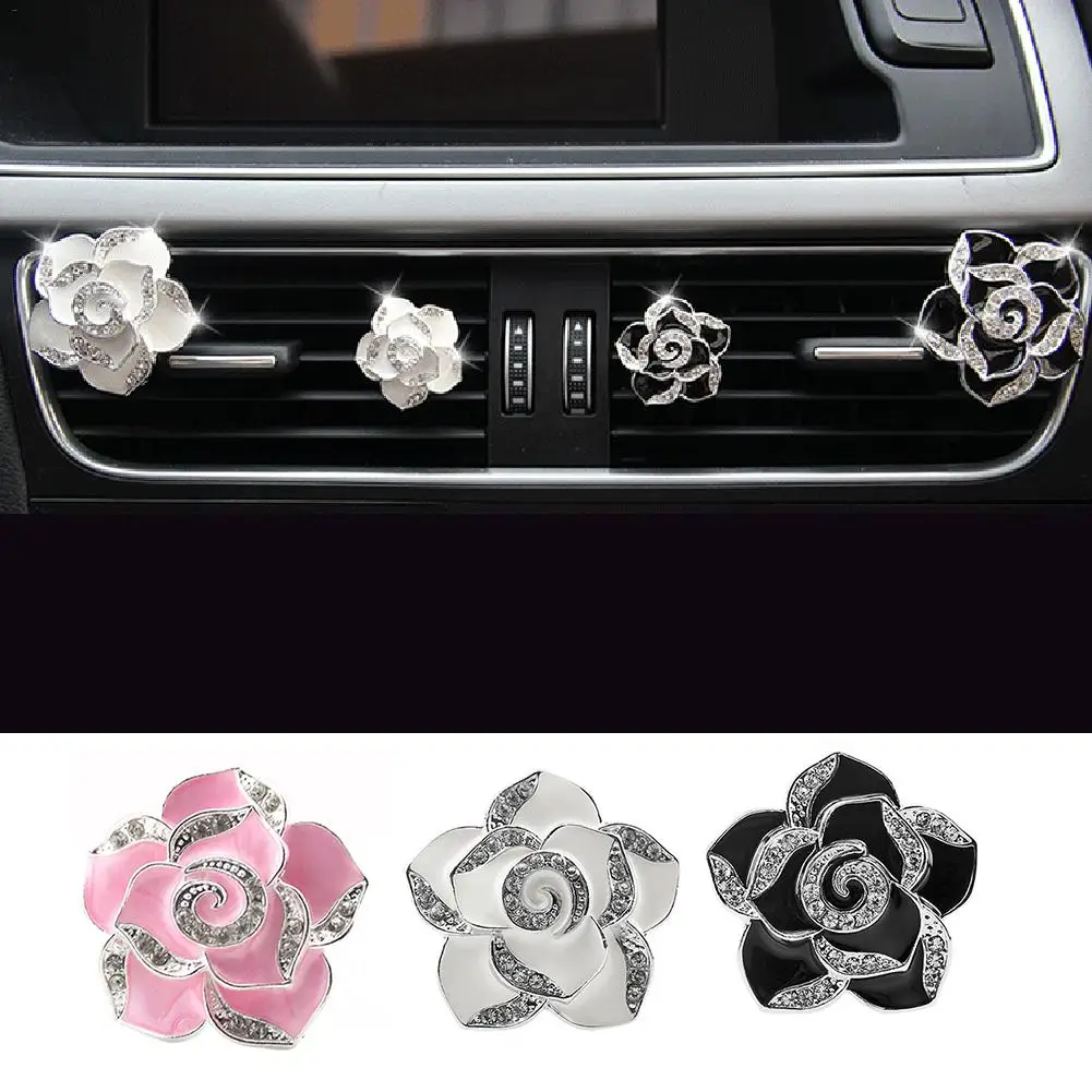 Car Perfume Air Freshener Camellia Flowers Car Perfume Clip Outlet Air Condition Diffuser Air Conditioner Vent Clamp Car Styling