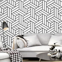 nordic style wallpaper in tv background black and white lattice geometry bedroom living room modern simple net red wallpaper