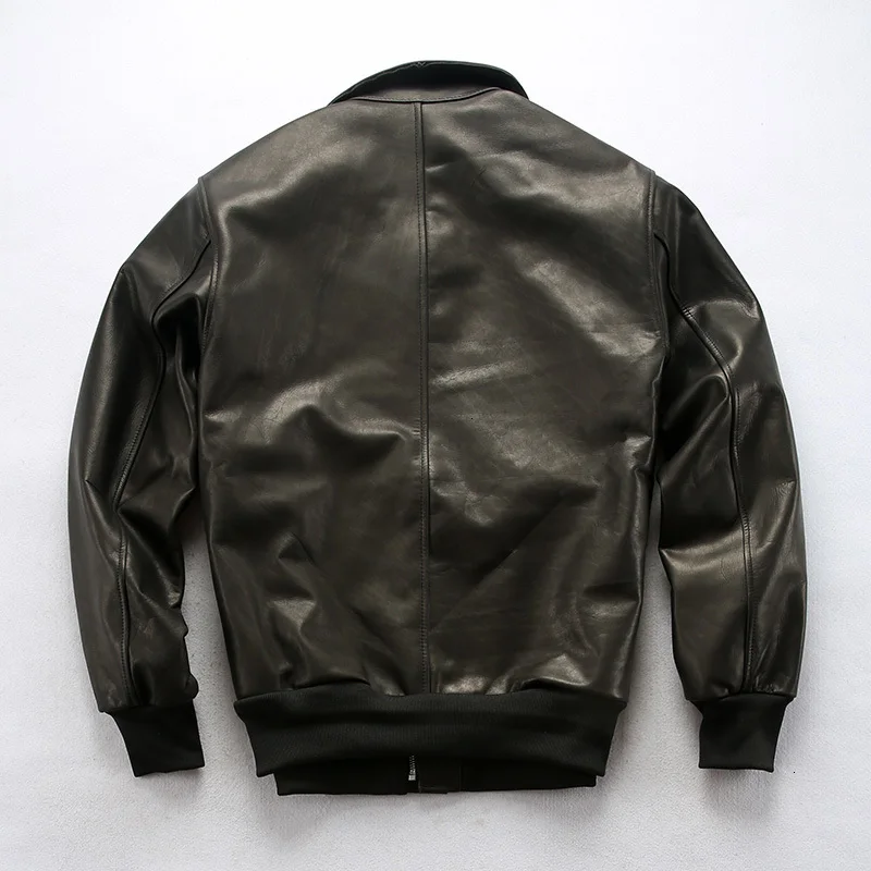 Новинка мужская куртка из натуральной кожи винтажная модель пилот ВВС с тигром
