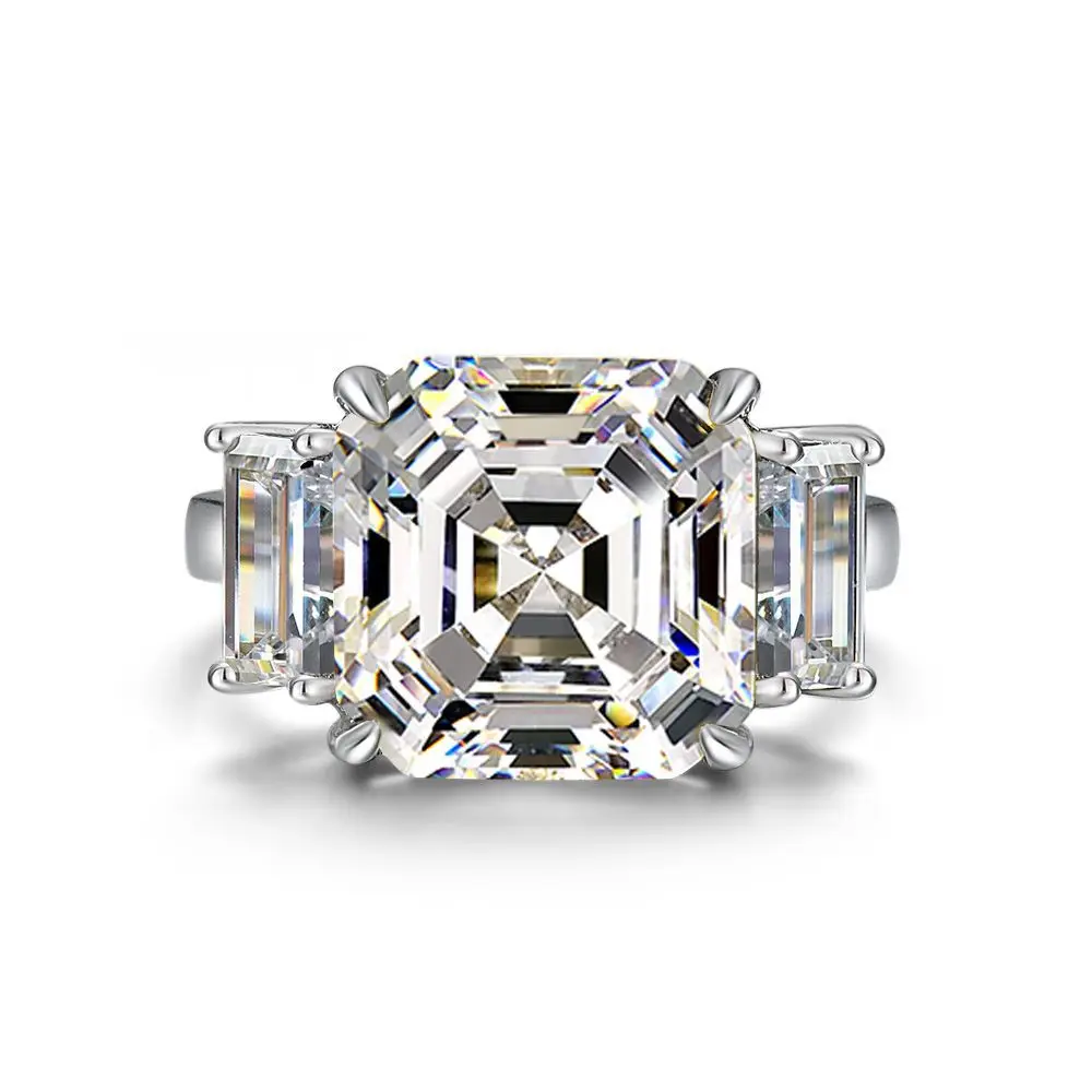 

New artificial high carbon diamond ring luxury temperament high sense wedding ring s925 sterling silver female hand jewelry