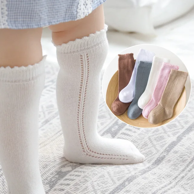 

Children Infant Baby Socks Knitted Cotton Long Tube Socks Kids boy girl Knee High Socks Toddler Kids Girls side hollow Cute Sock