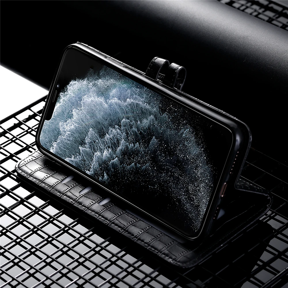 Чехол-книжка в стиле ретро из искусственной кожи крокодила для Apple iPhone 11 pro 6s 6 7 8 Plus X Xr Xs Max, чехол с отделением для карт и подставкой